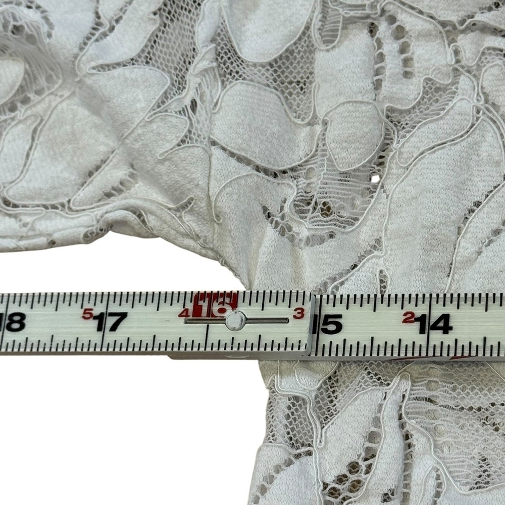 Maeve Anthropologie Short-Sleeve Cropped Lace Pullover Top White Coastal Preppy - Picture 5 of 7